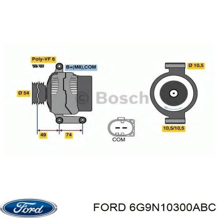 Генератор Ford 6G9N10300ABC ціна, від 257.41 USD