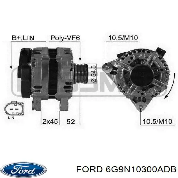 6G9N10300ADB Ford генератор