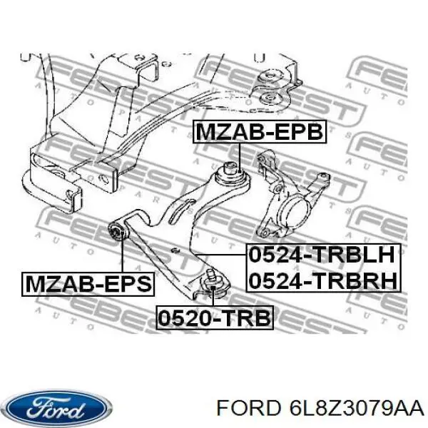 Важіль передньої підвіски нижній, лівий 6L8Z3079AA Ford