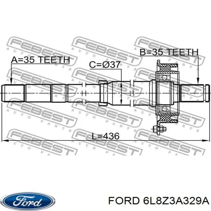 Вал приводу піввісь, проміжний Ford 6L8Z3A329A ціна, від 75.71 USD