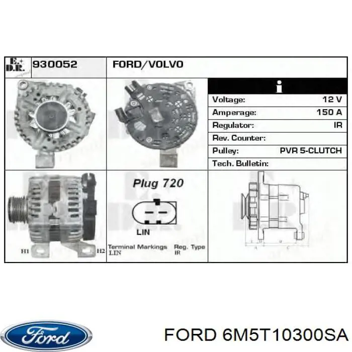 Купити 6M5T10300SA Ford Генератор