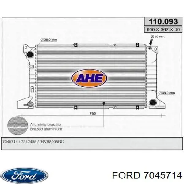 7045714 Ford Радіатор охолодження двигуна
