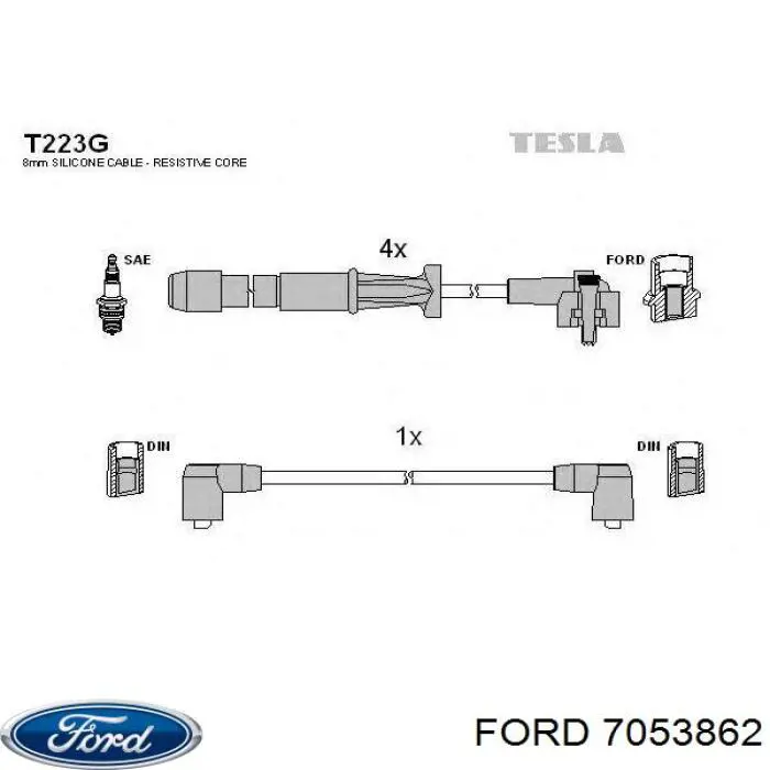 7053862 Ford дріт високовольтні, комплект