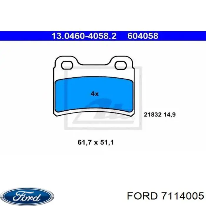 7114005 Ford колодки гальмові задні, дискові
