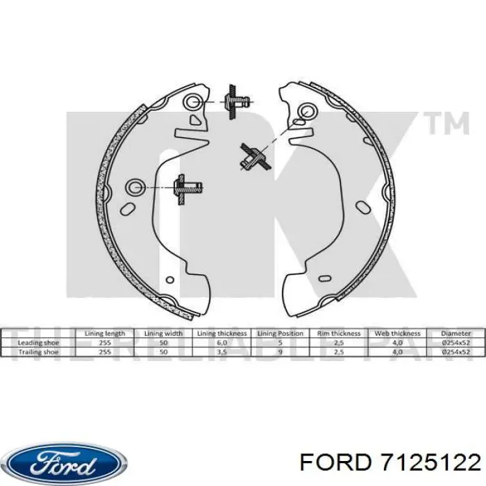 Колодки гальмові задні, барабанні Ford 7125122 ціна, від 25.13 USD