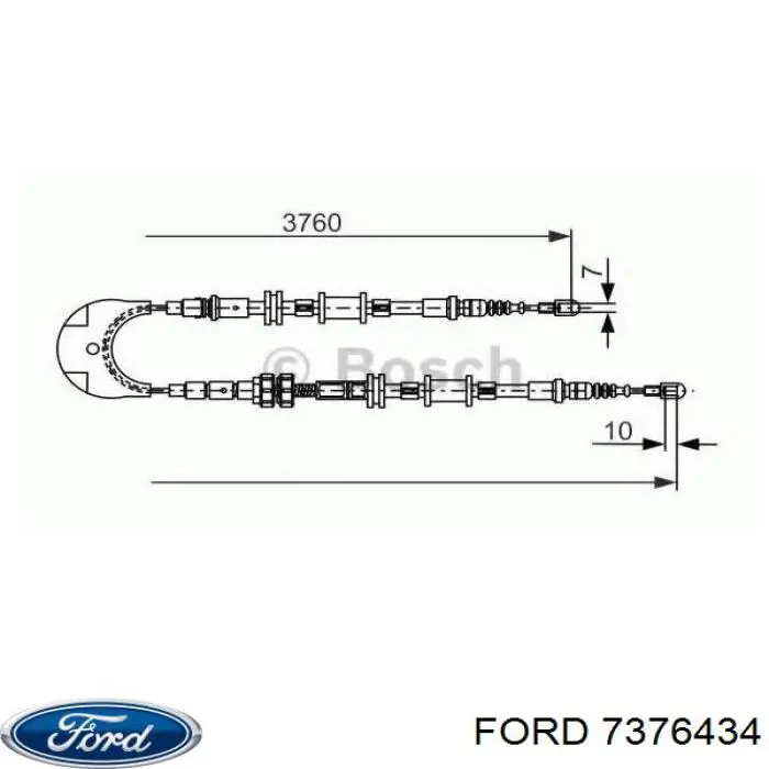 Купити 7376434 Ford Трос ручного гальма задній, правий/лівий