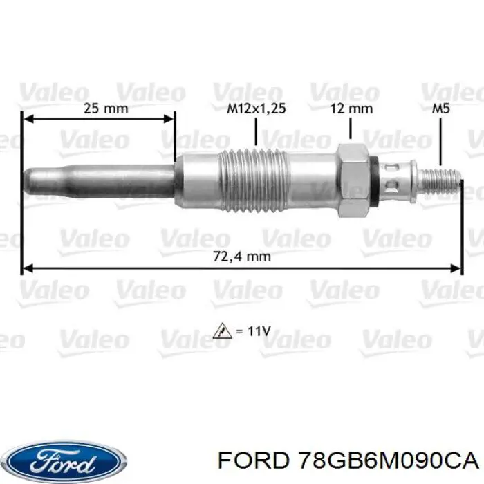 Свіча накалу Ford 78GB6M090CA ціна, від 4.83 USD