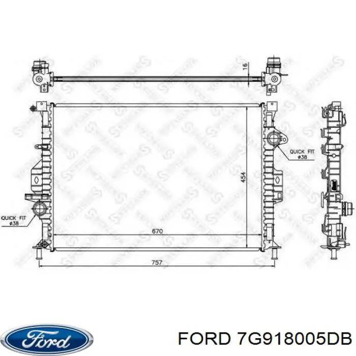 Радіатор охолодження двигуна 7G918005DB Ford