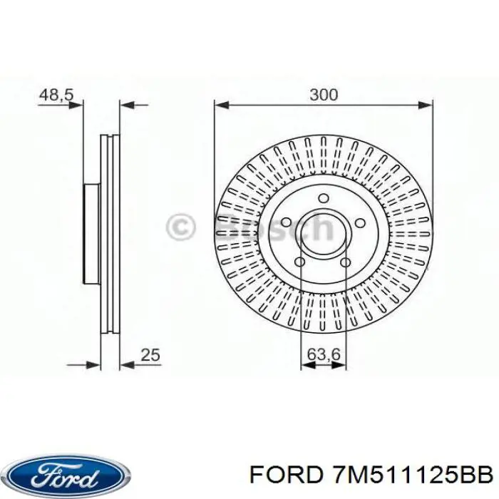 Диск гальмівний передній Ford 7M511125BB