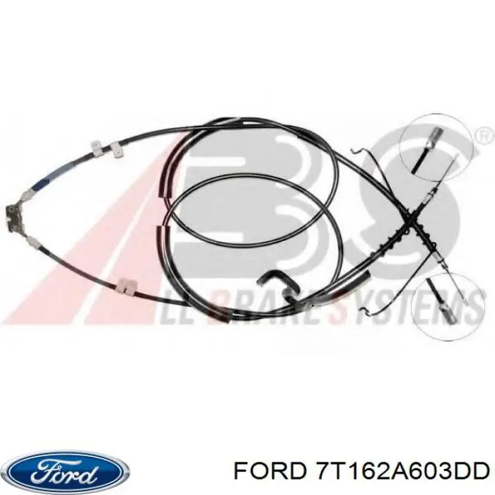 Трос ручного гальма задній, правий/лівий Ford 7T162A603DD ціна, від 33.81 USD