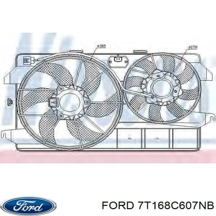 Купити 2T148C607DD Ford Дифузор радіатора охолодження, в зборі з двигуном і крильчаткою