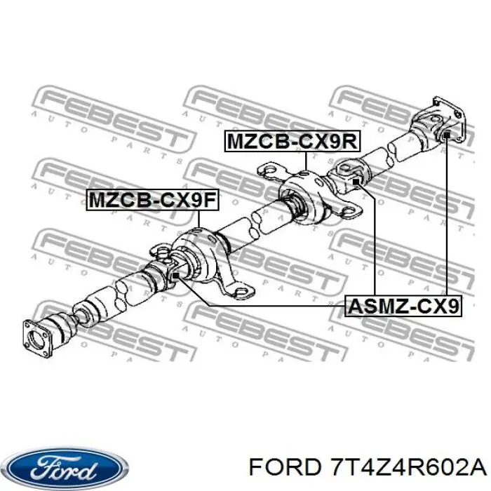 Вал карданний задній, в сборі 7T4Z4R602A Ford