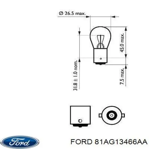 81AG13466AA Ford лампочка галогенна