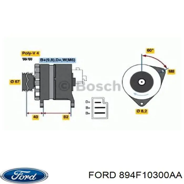 Генератор 894F10300AA Ford