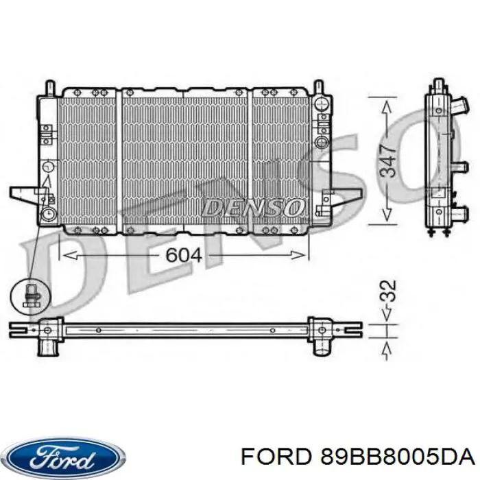 Радіатор основний Ford 89BB8005DA ціна, від 114.57 USD