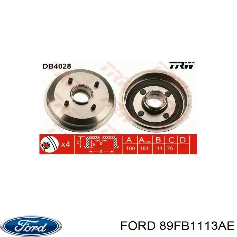 Купити 89FB1113AE Ford Барабан гальмівний задній