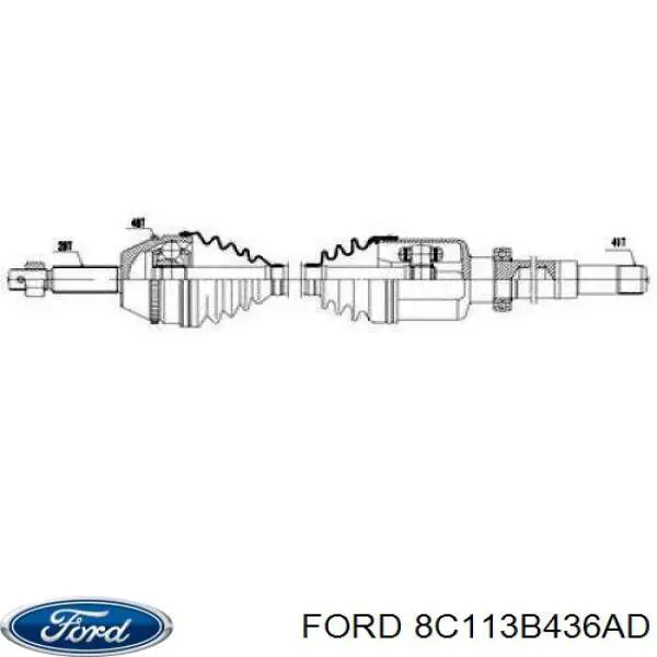 Піввісь (привід) передня, права 8C113B436AD Ford