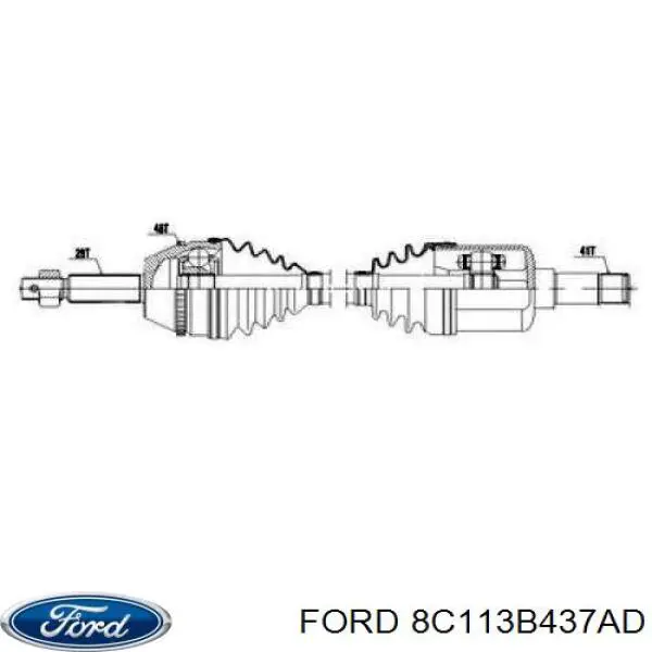 8C113B437AD Ford піввісь (привід передня, ліва)