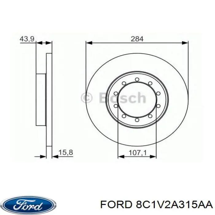 Купити 8C1V2A315AA Ford Диск заднього гальма