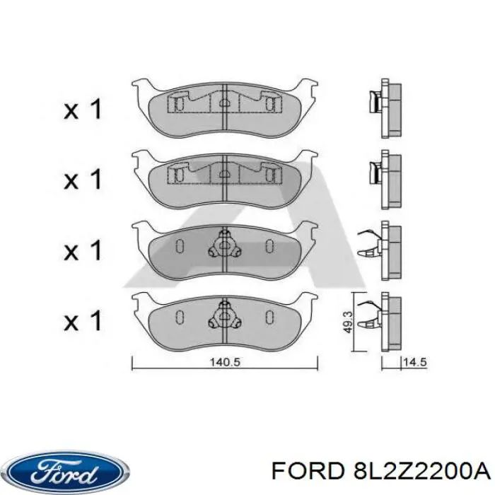 Колодки гальмові задні, дискові 8L2Z2200A Ford