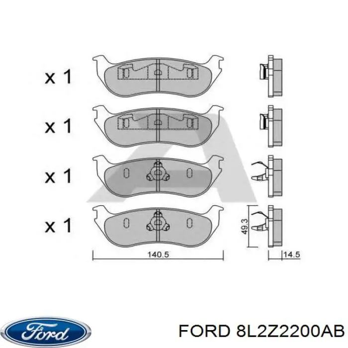 8L2Z2200AB Ford Колодки гальмівні задні, дискові