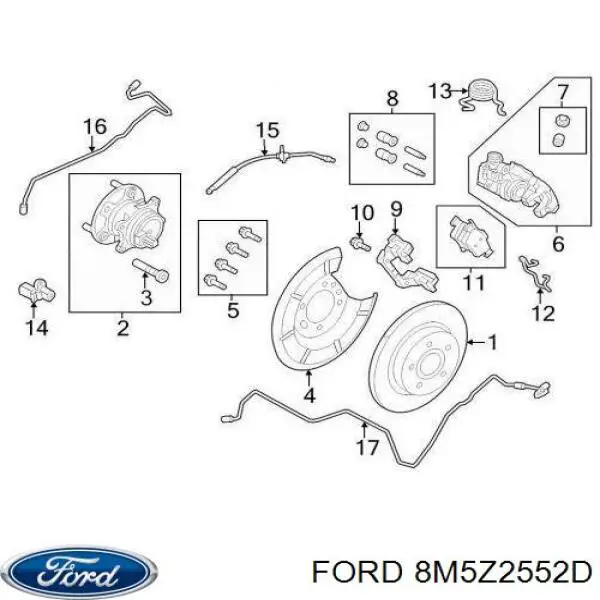 Купити 8M5Z2552D Ford Супорт задній правий