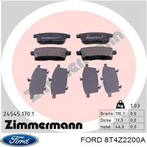 Задні гальмівні колодки Ford 8T4Z2200A ціна, від 20.39 USD