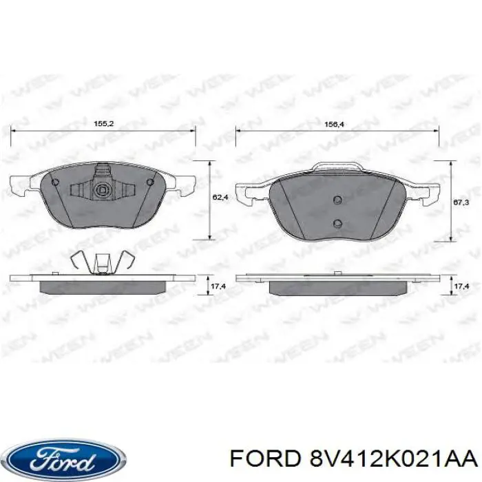 Гальмівні колодки Ford 8V412K021AA ціна, від 22.47 USD