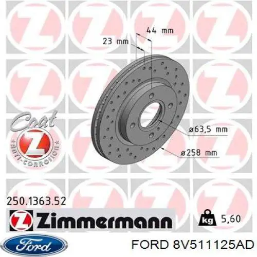 Диск гальмівний передній Ford 8V511125AD