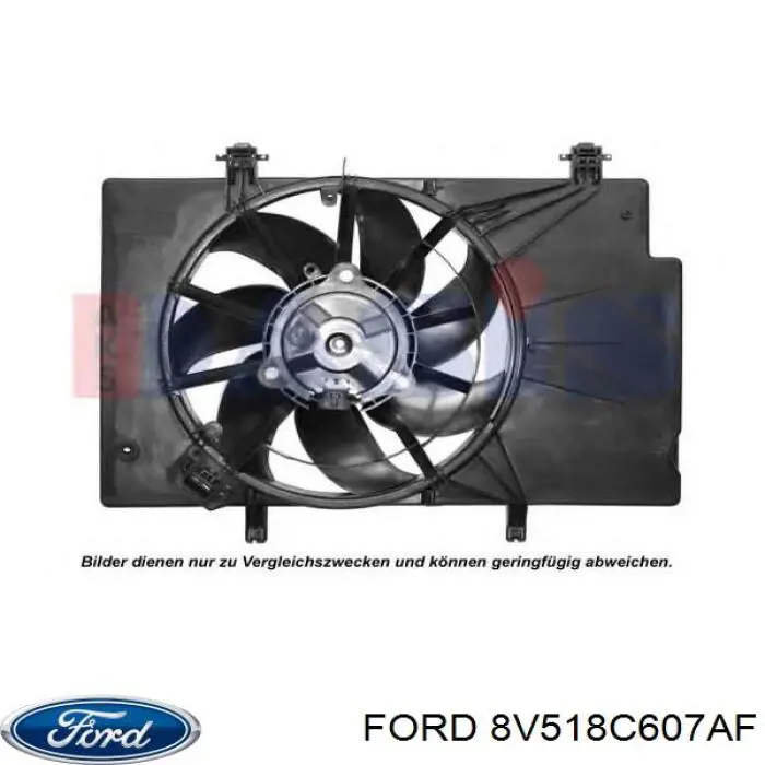 Купити 8V518C607AF Ford Дифузор радіатора охолодження, в зборі з двигуном і крильчаткою