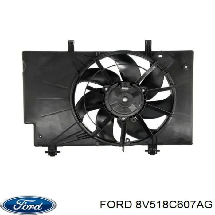 8V518C607AG Ford Дифузор радіатора охолодження, в зборі з мотором і крильчаткою