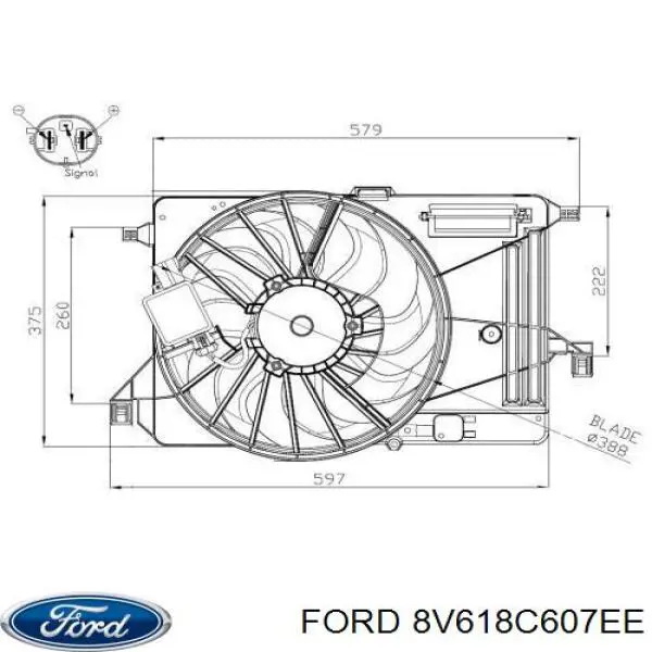 Дифузор радіатора охолодження, в зборі з двигуном і крильчаткою Ford 8V618C607EE ціна, від 102.48 USD