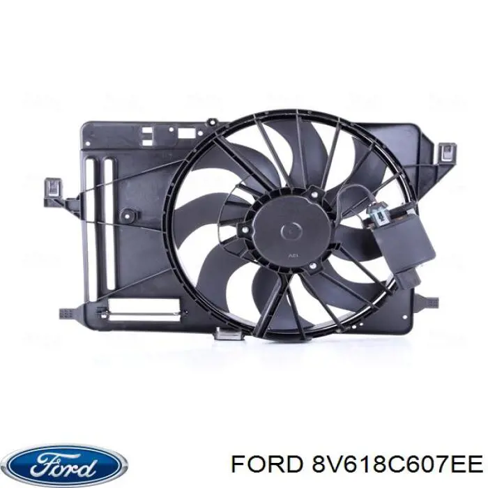 8V618C607EE Ford Дифузор радіатора охолодження, в зборі з мотором і крильчаткою