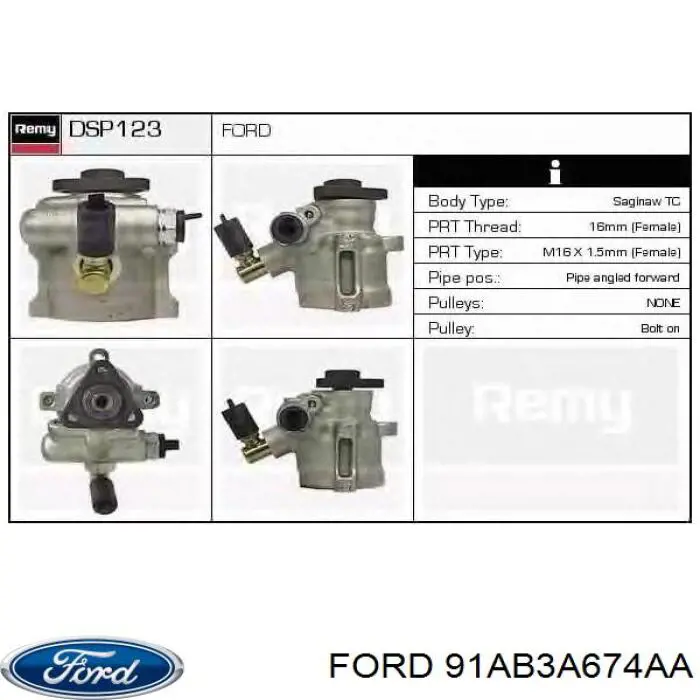 91AB3A674AA Ford насос гідропідсилювача керма (гпк)