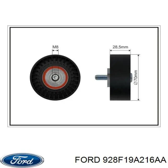 Ролик приводного ременя, паразитний 928F19A216AA Ford