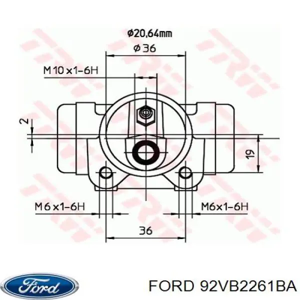 Циліндр гальмівний колісний/робітник, задній 92VB2261BA Ford