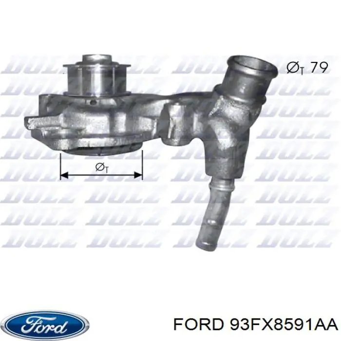 Помпа водяна, (насос) охолодження 93FX8591AA Ford