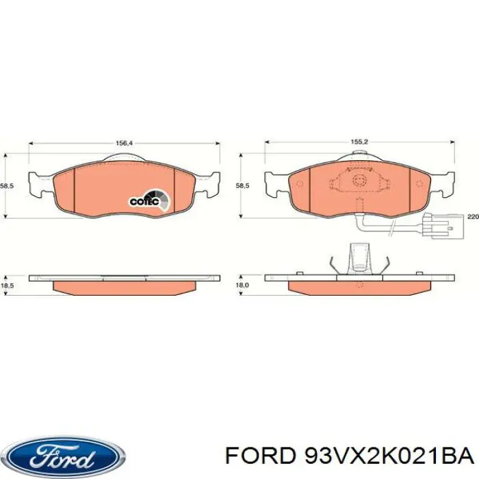 Гальмівні колодки Ford 93VX2K021BA ціна, від 16.12 USD