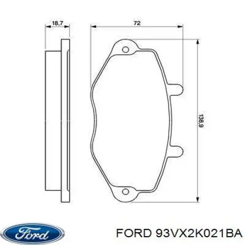 Колодки гальмівні передні, дискові 93VX2K021BA Ford