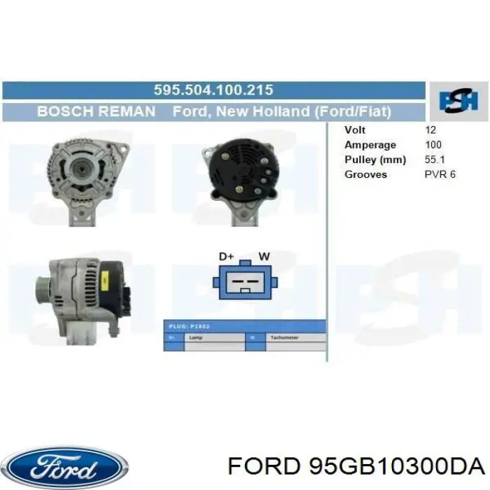 95GB10300DA Ford Авто генератор