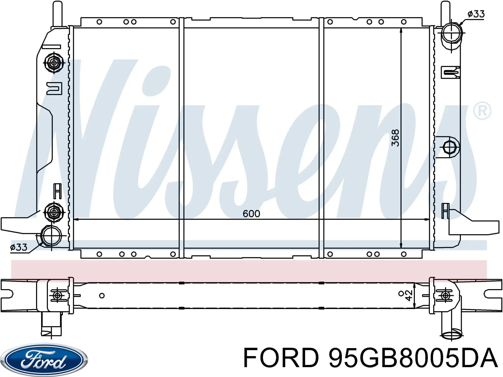 Радіатор основний Ford 95GB8005DA ціна, від 79.66 USD