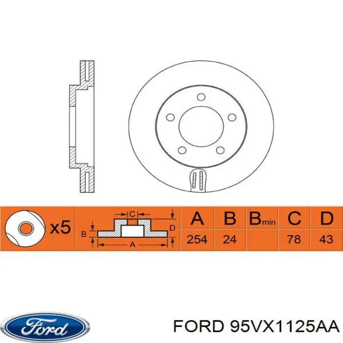 Диск гальмівний передній 95VX1125AA Ford