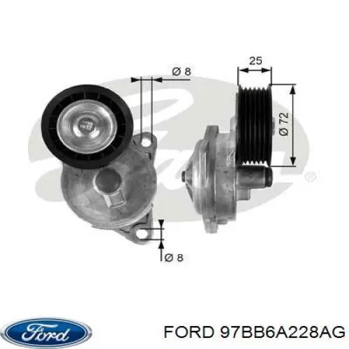 Натягувач приводного ременя Ford 97BB6A228AG ціна, від 28.95 USD