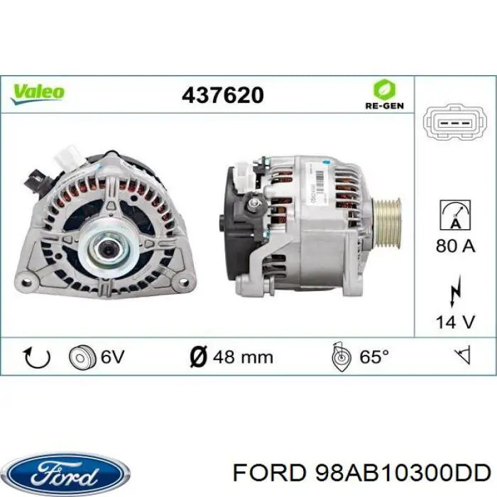 98AB10300DD Ford генератор