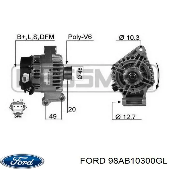 Генератор Ford 98AB10300GL ціна, від 69.92 USD