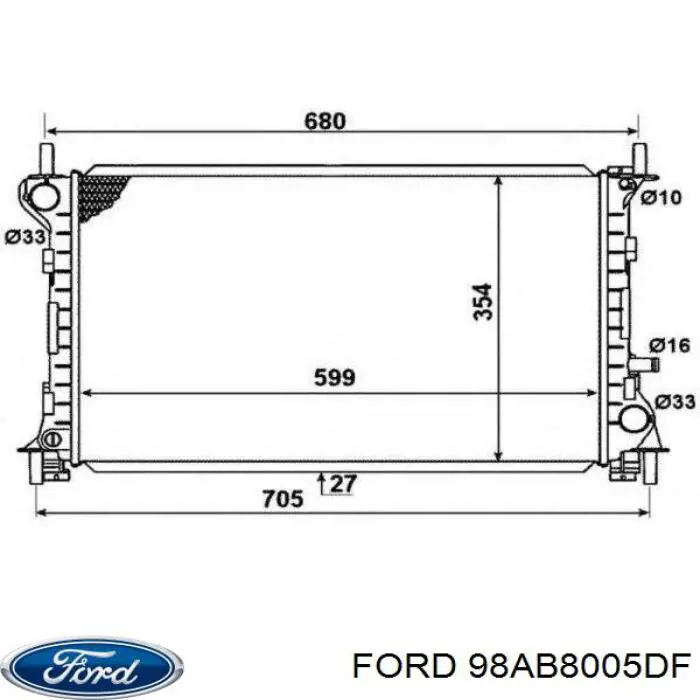 Радіатор 98AB8005DF Ford