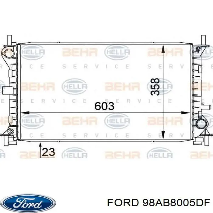Радіатор основний Ford 98AB8005DF ціна, від 55.98 USD
