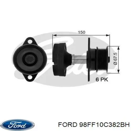 Шків генератора 98FF10C382BH Ford