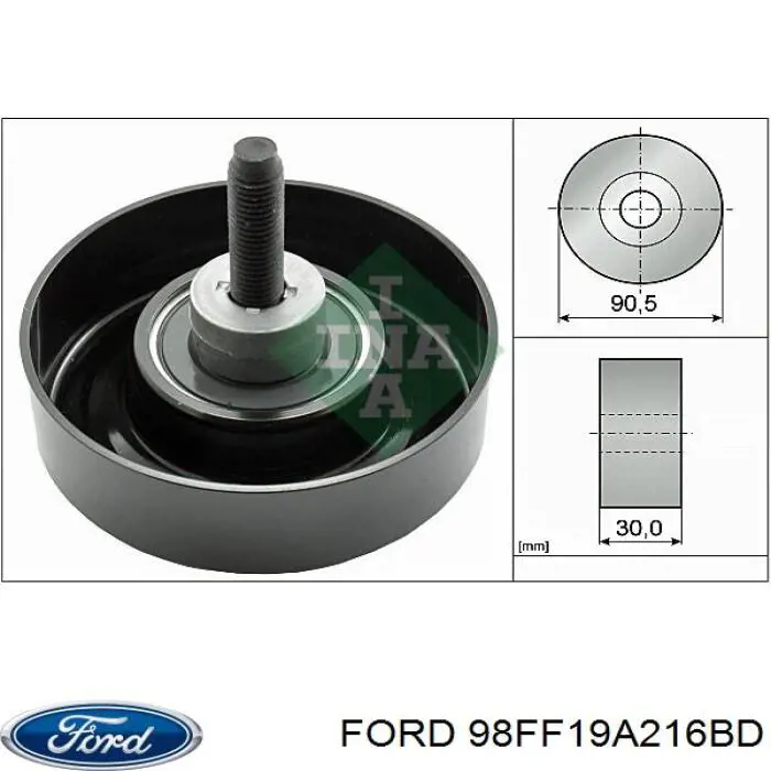 Ролик приводного ременя, паразитний Ford 98FF19A216BD ціна, від 15.65 USD