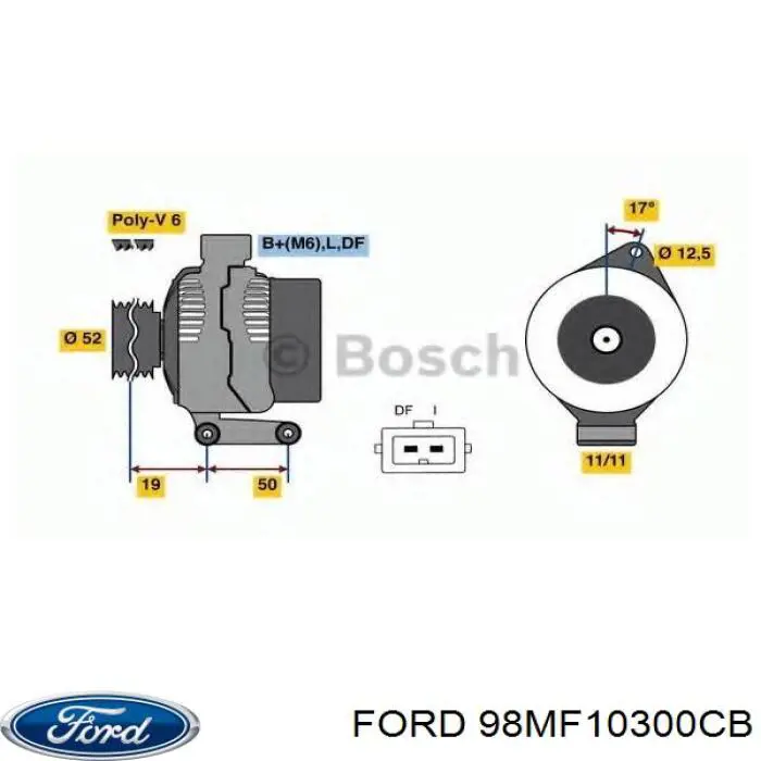 Генератор 98MF10300CB Ford